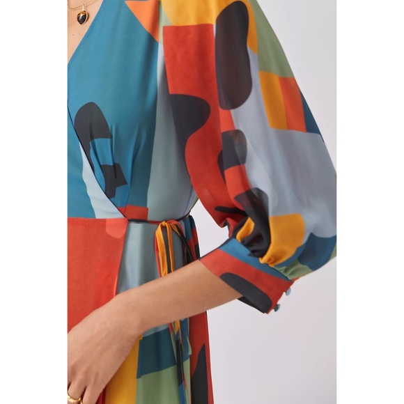 Anthropologie x Hutch Abstract Print Wrap Maxi Dress $190 XS - Picture 3 of 6